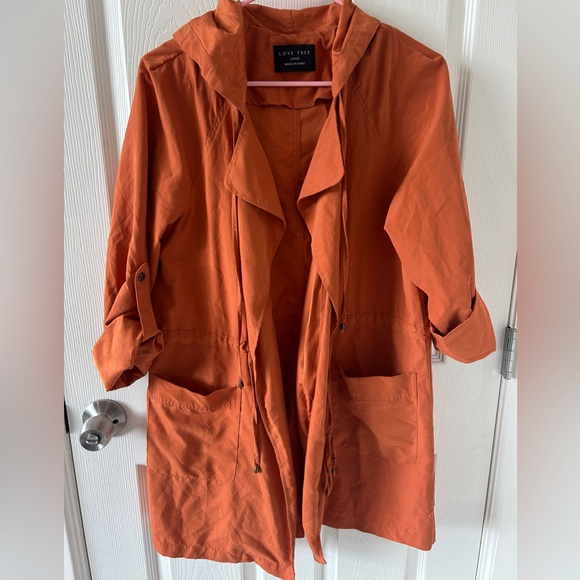 Love Tree Women's Utility Jacket, Open Front, Size Large, Orange, Burnt Sienna - Picture 1 of 15
